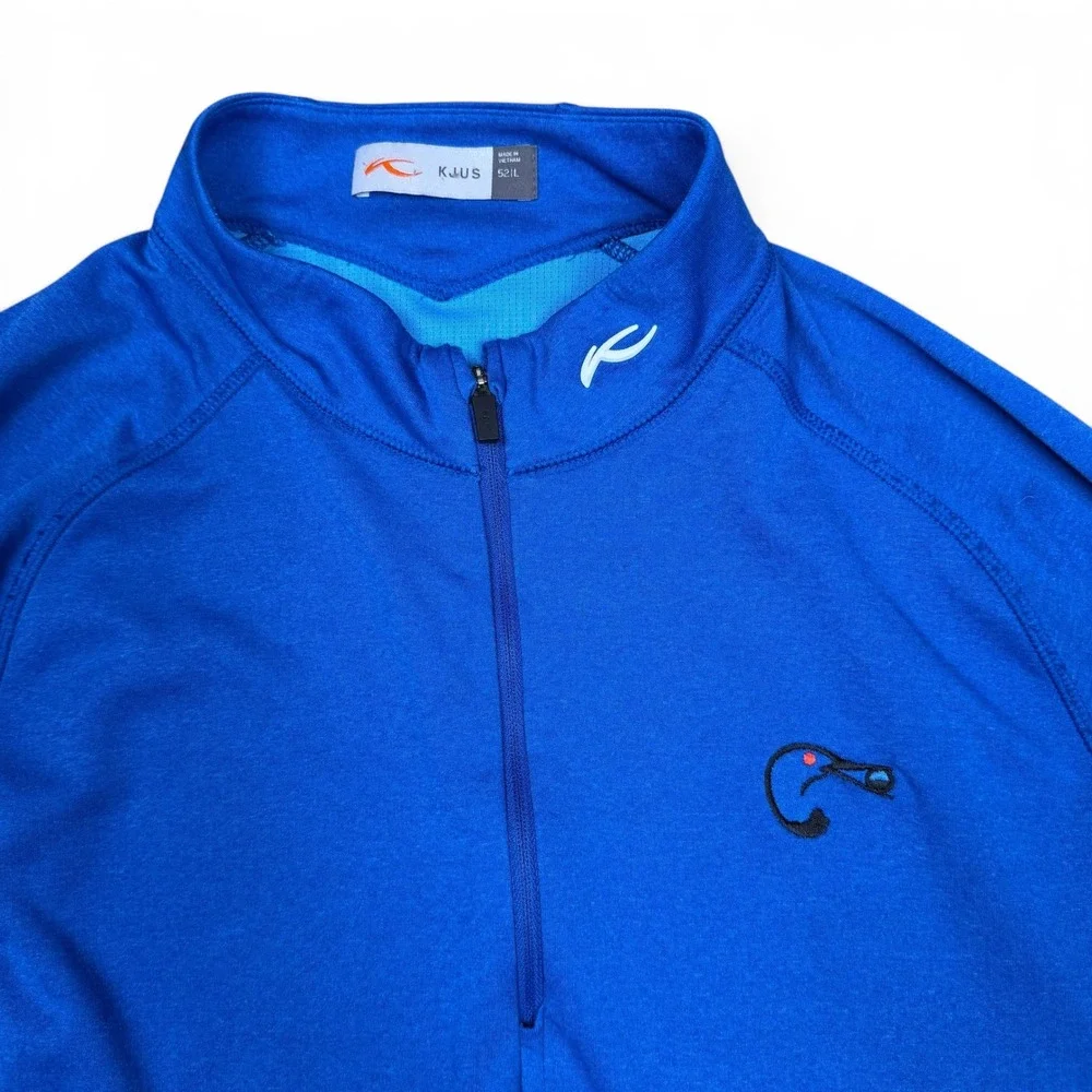 KJUS Men Keano Half Zip Pullover Blue MG25-D04 Size 52 L Duck logo